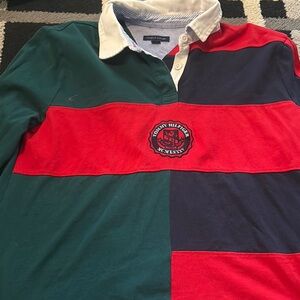 Tommy Hilfiger Red and Green Casual Button Down Shirt